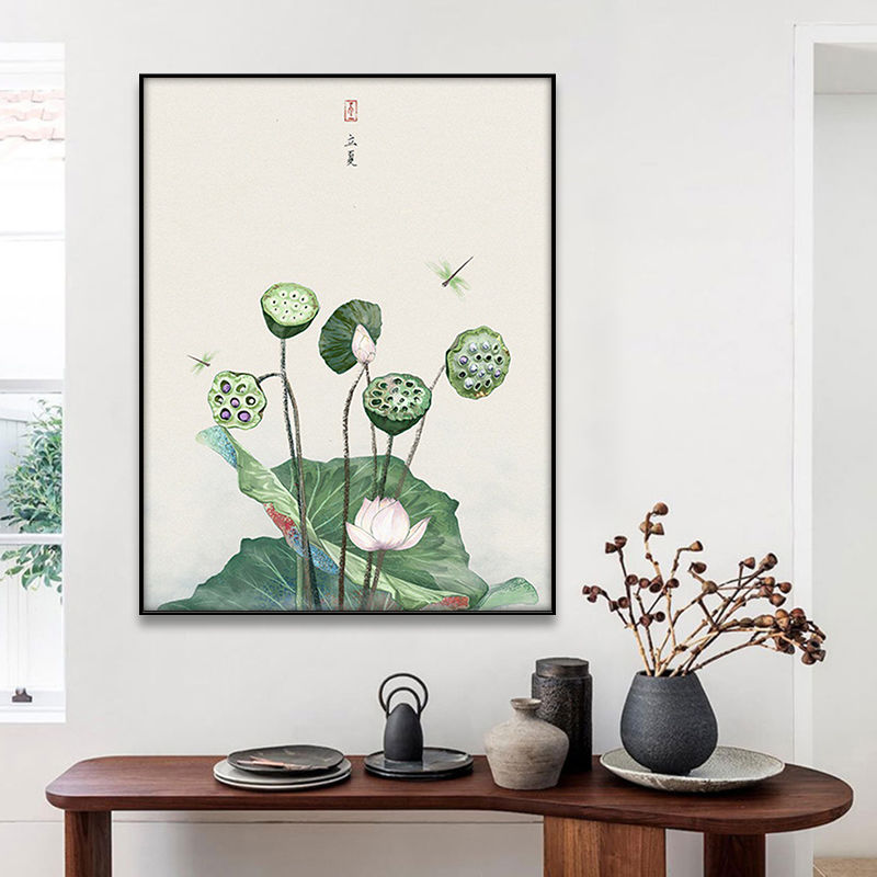 现代简约荷花装饰画挂画卧室卧室餐厅儿童房挂画居饰立夏6080图片