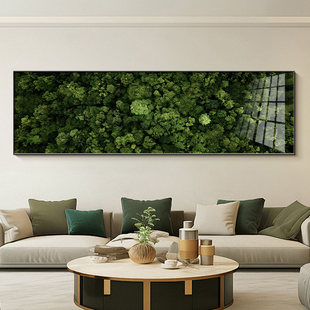 绿色森林客厅装饰画风景画沙发背景墙挂画现代高级感酒店卧室壁画
