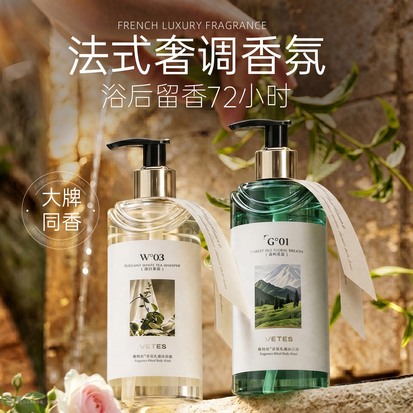 维特丝沐浴露持久留香72小时香水男士女通用保湿泡沫乳液正品官方