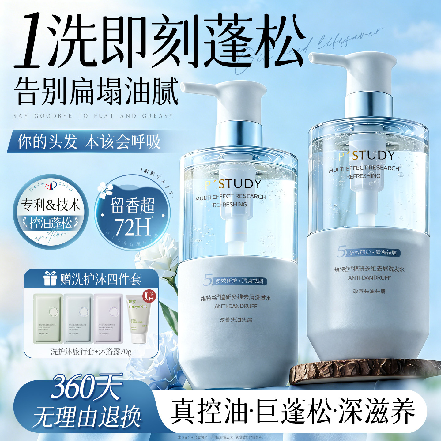 洗发水控油蓬松去屑止痒男女士洗头膏柔顺滋养品牌正品官方旗舰店