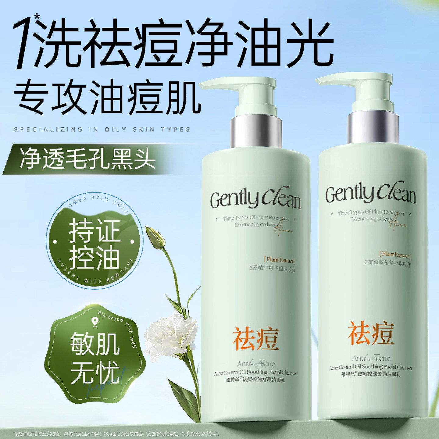 氨基酸洗面奶控油祛痘深层清洁收缩毛孔男女士专用洁面乳正品官方