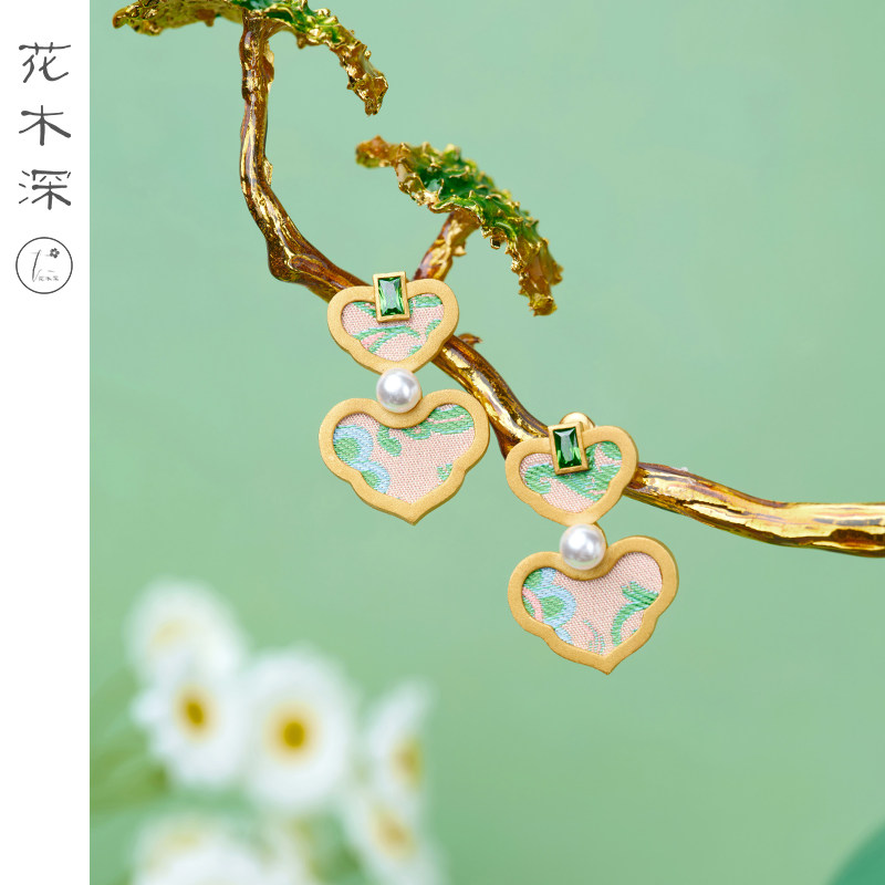 花木深非遗宋锦耳钉女小众葫芦耳环铜镀18K金耳饰【明星同款店】