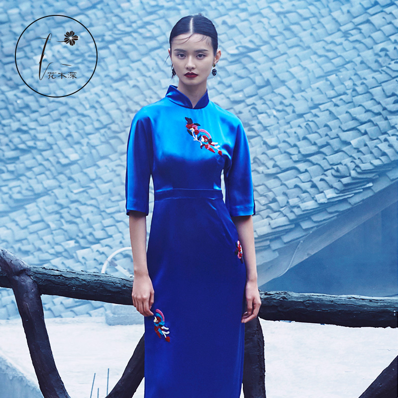 花木深联名杨阿妮远醋酸裙子旗袍