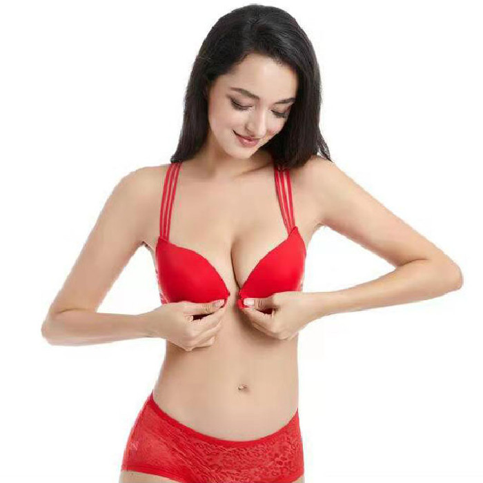 正品新款性感美背少女内衣胸罩舒适文胸透明肩带背带上薄下厚前扣