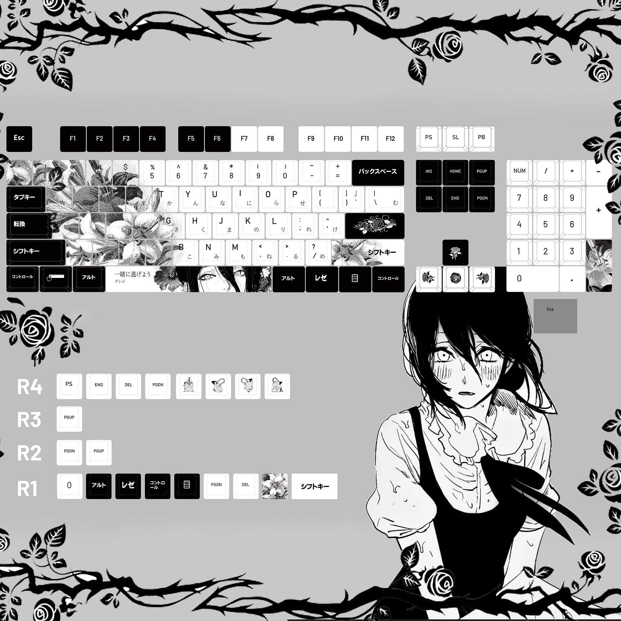 LACE KEYCAPS ORIGINAL FIVE-SIDED SUBLIMATION CHAINSAW MAN ANIME CUSTOMIZED ADAPTATION TO THE BEAUTY AND LION WOOTING