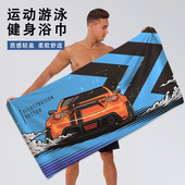 新款 潮流浴巾男速干吸水不掉毛游泳披巾健身运动擦汗大毛巾沙滩巾