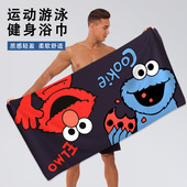 新款 动漫浴巾男女潮流运动擦汗巾大毛巾速干吸水洗澡游泳裹巾披巾