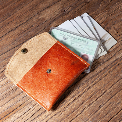 简约按扣小卡包真皮卡套身份证银行卡保护套便携款驾驶证头层牛皮