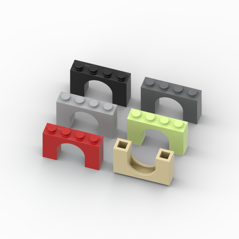 适用乐高6182国产科技教育积木零件 1x4x2拱形砖 moc小颗粒