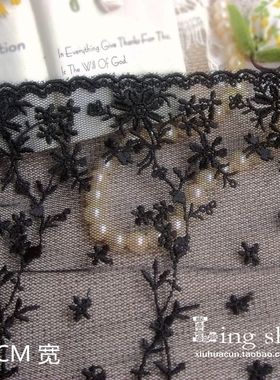 凌儿蕾丝花边辅料392黑色双边网纱刺绣礼服头饰服装手工布料双12