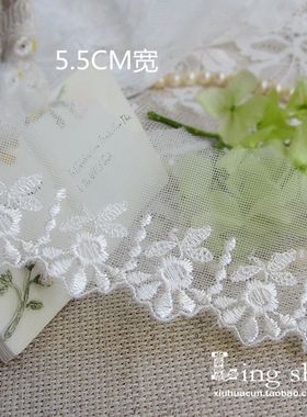 Ling外贸蕾丝花边辅料405白色网纱刺绣森女头饰服装手工布料双12