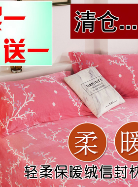 珊瑚绒牛奶绒枕套一对装枕巾枕头套秋冬48cm74cm枕芯套紫色女家用