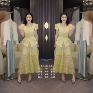 修身 网红爆款 女神范高级感洋气法式 夏季 西服上衣搭配蕾丝裙子 新款