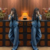 两件套外套裤 牛仔设计感爆款 子 轻奢风高级感春款 简约时髦气质韩版