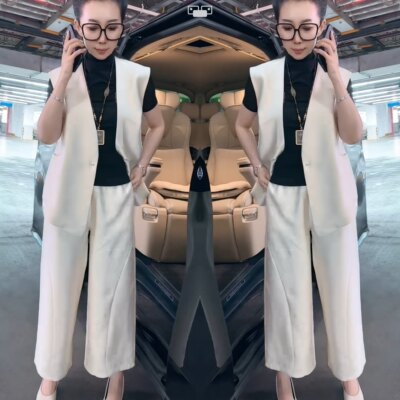 百搭一粒扣显瘦两件套马甲裤子女