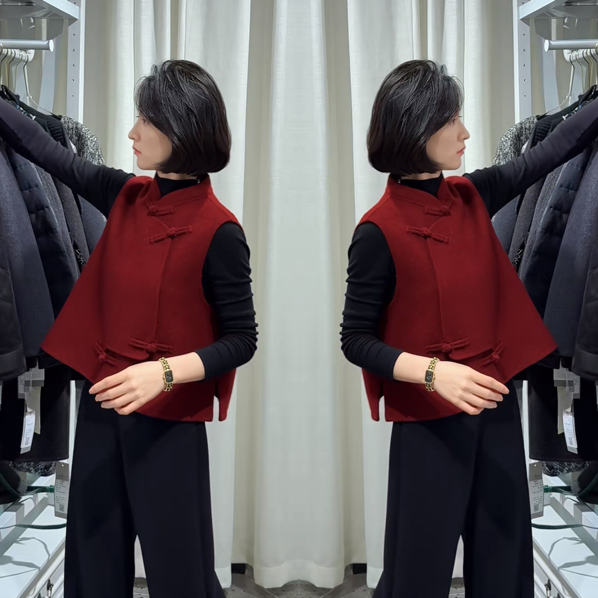 新中式复古红色洋气减龄百搭显瘦气质新款女神范盘扣无袖呢子马甲,女装/女士精品,上衣,淘宝优惠券,粉丝福利购,淘宝优惠卷