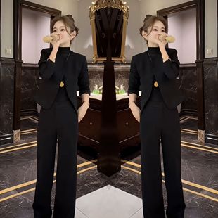 休闲简约西服两件套短外套搭配长裤 网红爆款 潮 新款 高级感穿搭冬季