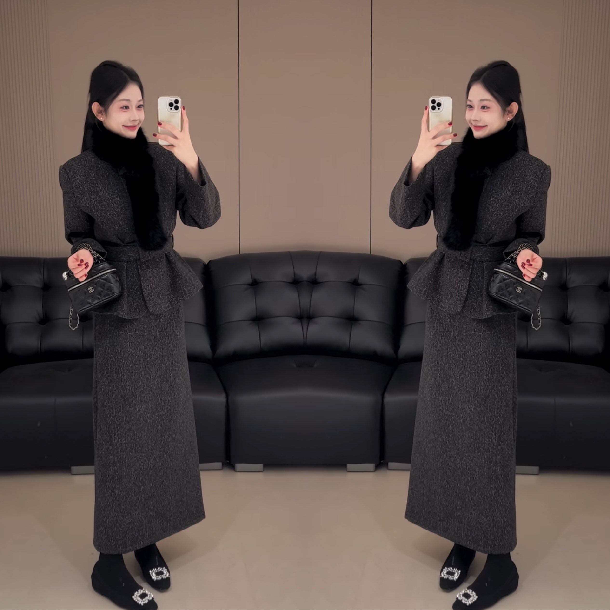 高级感法式气质冬季新款女神范洋气减龄韩版毛呢套装裙外套半身裙,女装/女士精品,上衣,淘宝优惠券,粉丝福利购,淘宝优惠卷