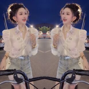 欧洲站网红爆款夏季新款洋气减龄时尚法式女神泡泡袖长袖重工衬衫