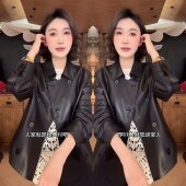 百搭贵气双排扣女神范皮衣夹克外套潮 新款 欧韩高级感网红爆款 春季