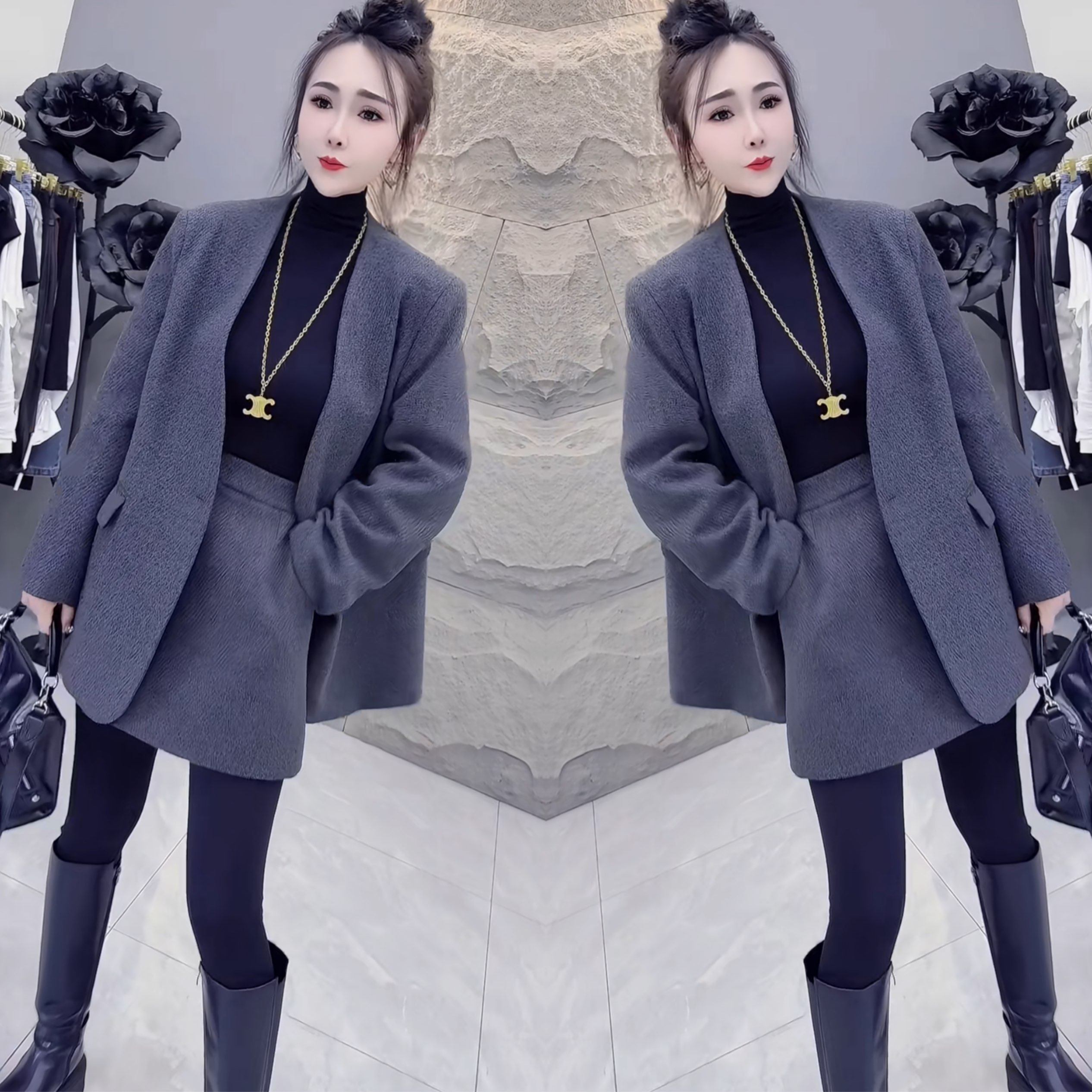 韩版西装气质时髦洋气减龄女神范洋气灰色一粒扣西装外套搭配短裙,女装/女士精品,上衣,淘宝优惠券,粉丝福利购,淘宝优惠卷