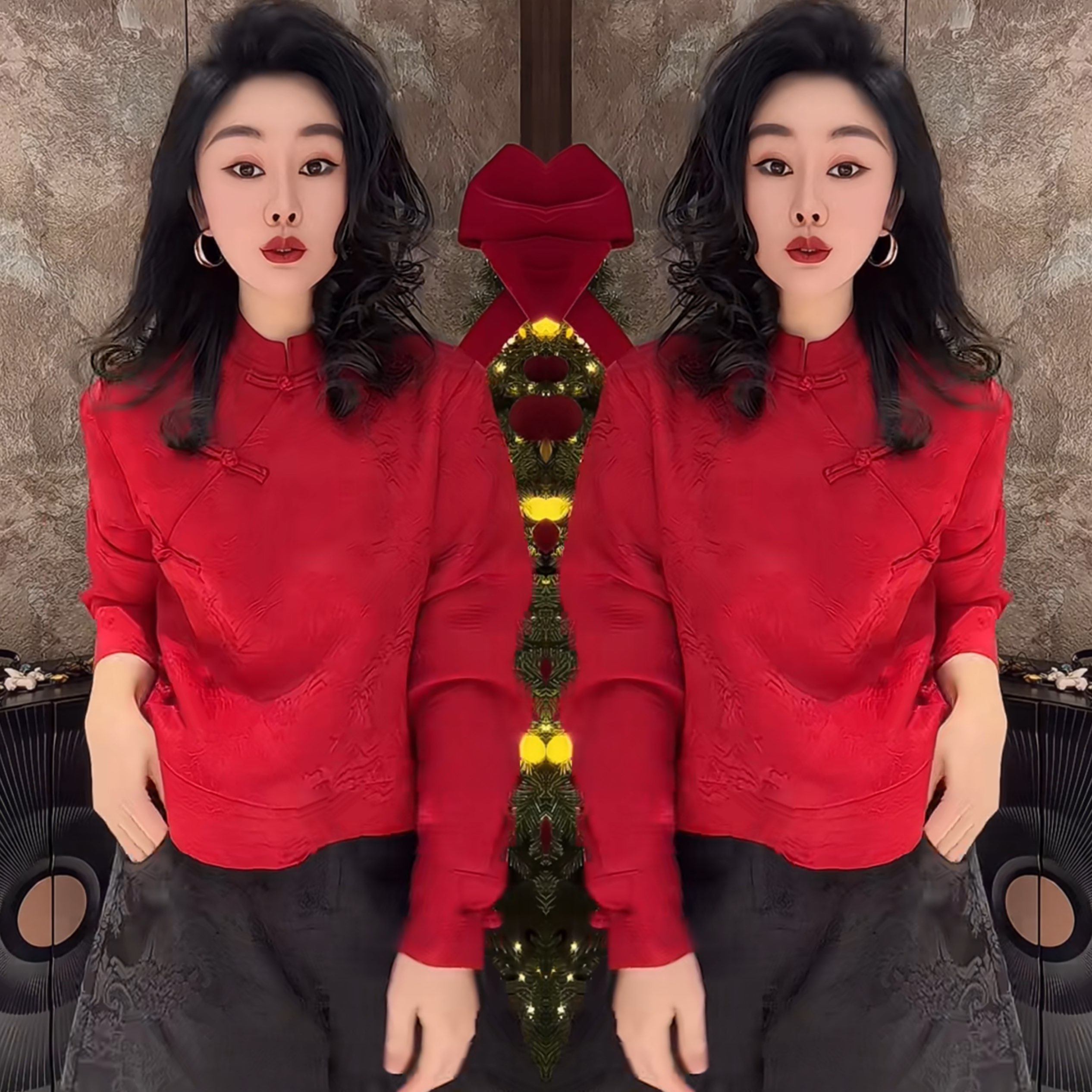 2026春季新款复古洋气减龄时髦红色洋气短款长袖优雅贵气女士小衫,女装/女士精品,上衣,淘宝优惠券,粉丝福利购,淘宝优惠卷