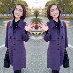 抖音轻熟风紫色优雅高端中长款 百搭洋气毛呢显瘦气质女士大衣外套