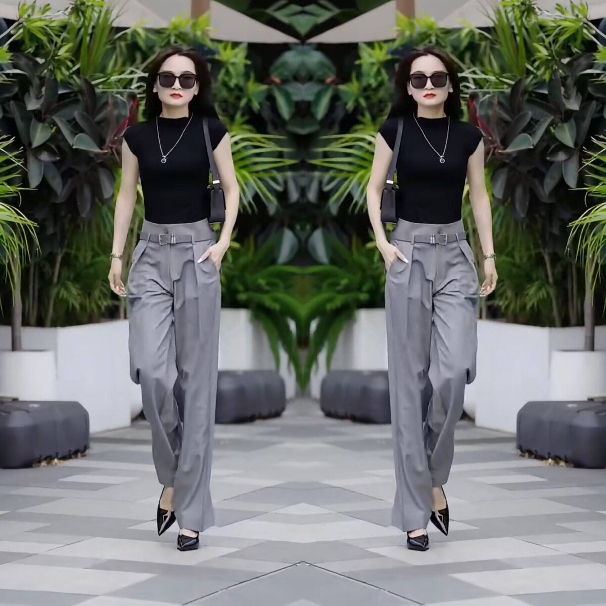 抖音爆款网红同款2024年夏季新款洋气时尚纯色短袖打底衫高腰裤子