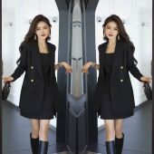 套装 显瘦纯色中长款 裙2023年秋季 高品质爆款 新款 时尚 西服 吊带裙