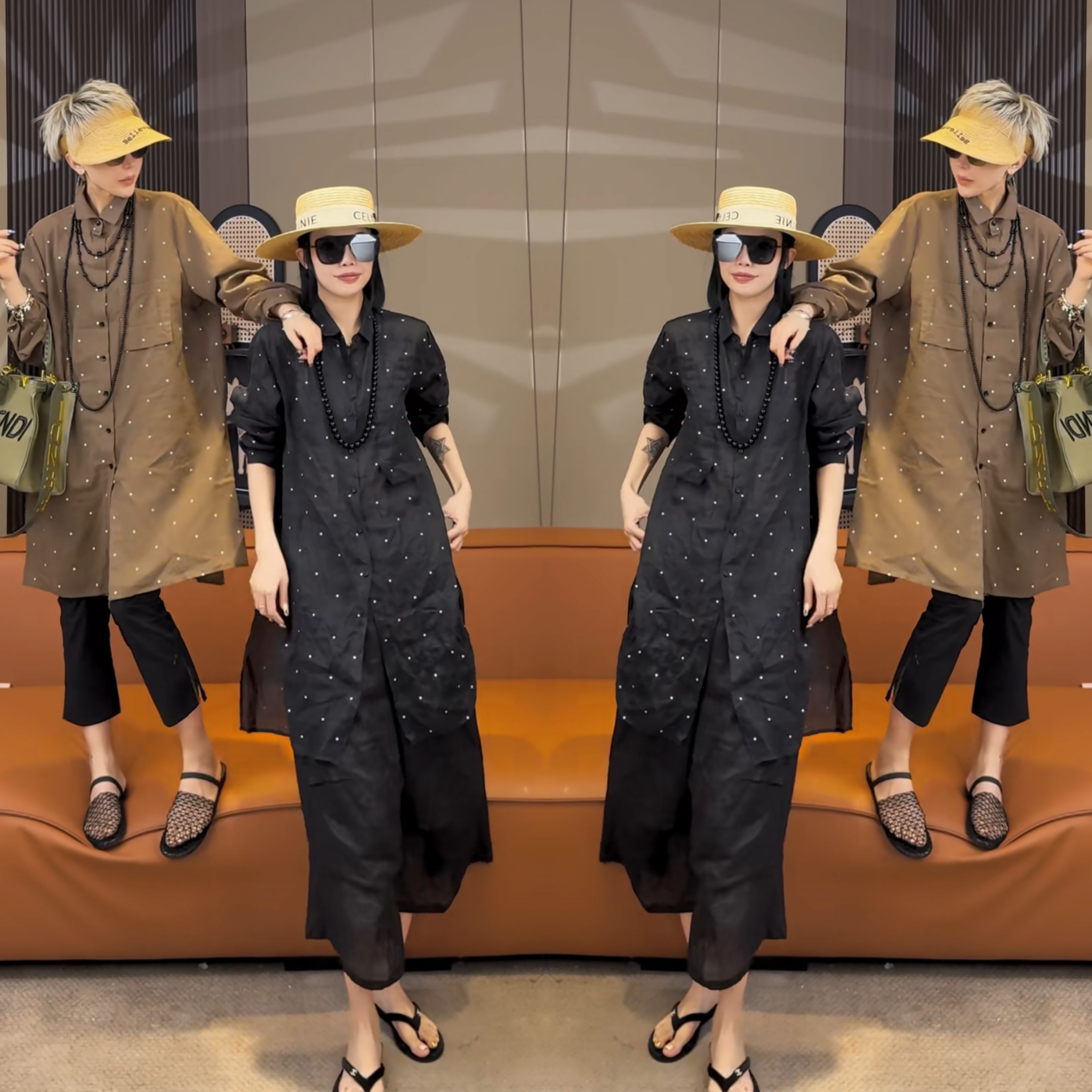 简约休闲中长款波点显瘦衬衫上衣