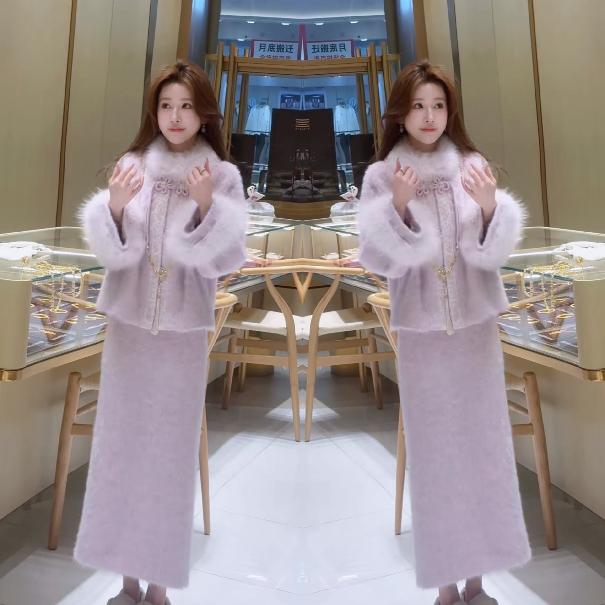 温柔风高级春季新款气质减龄拉绒设计感紫色复古重工毛毛袖套装裙,女装/女士精品,上衣,淘宝优惠券,粉丝福利购,淘宝优惠卷