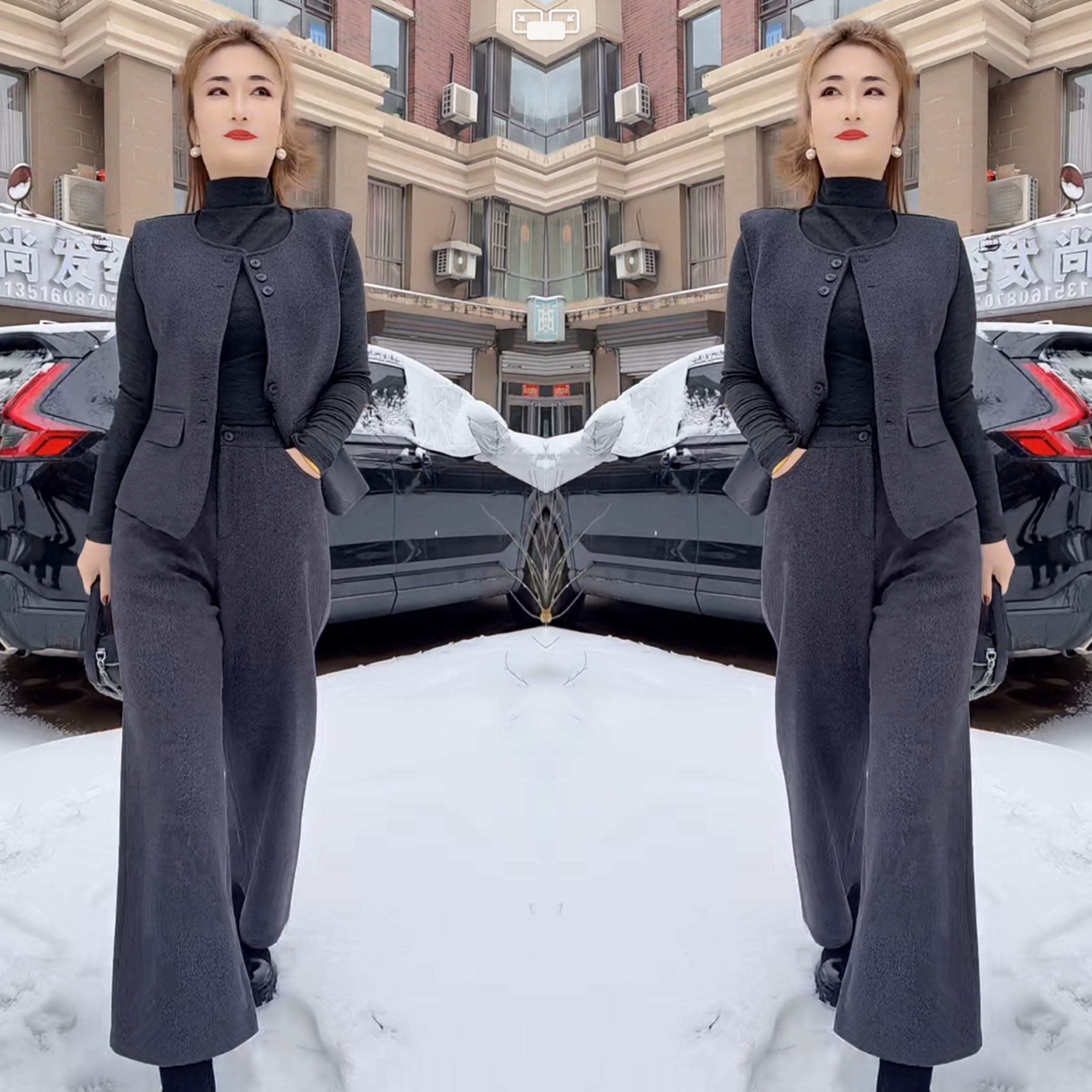 轻奢女装高级感网红爆款减龄时髦灰色气质休闲毛呢马甲打底衫裤子,女装/女士精品,上衣,淘宝优惠券,粉丝福利购,淘宝优惠卷