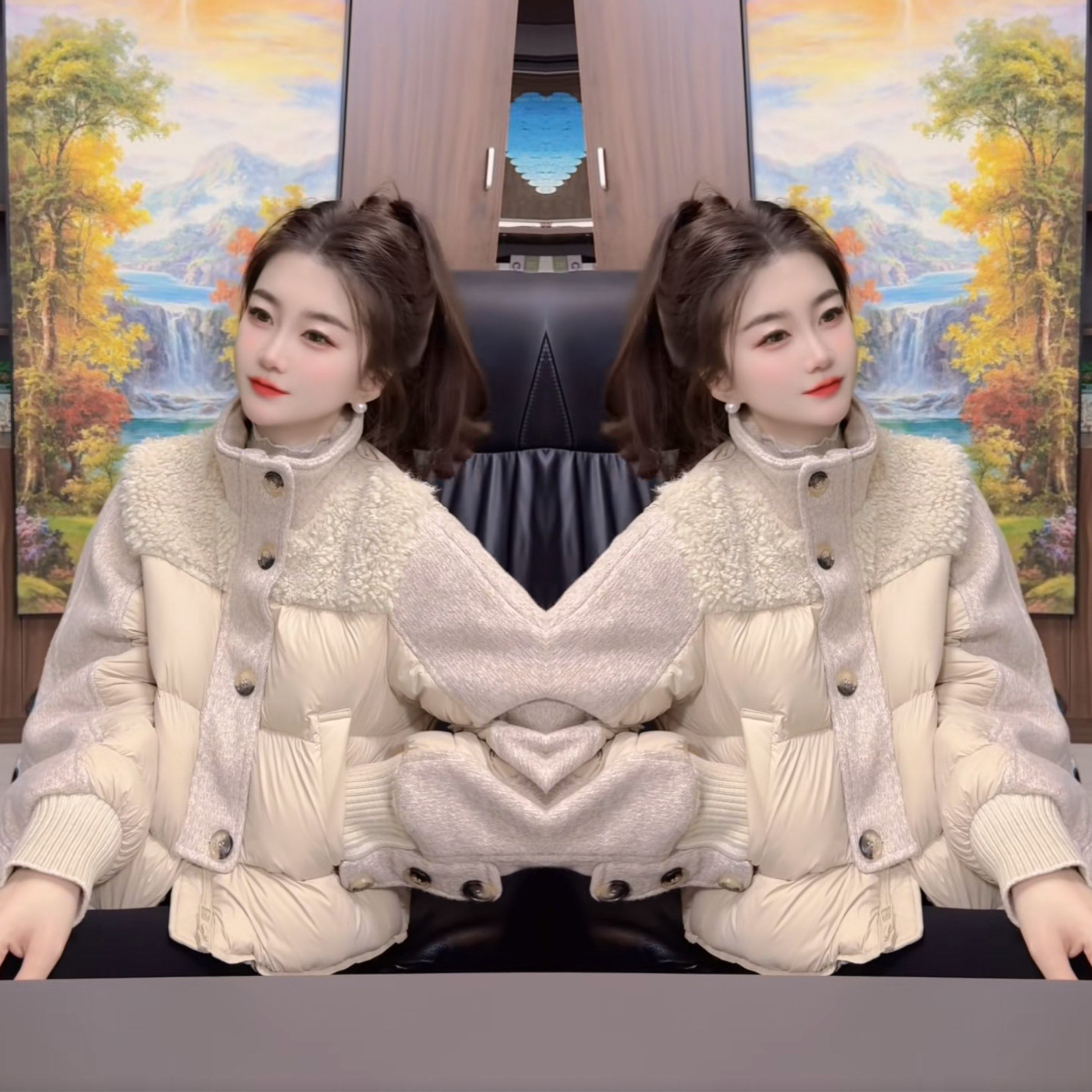 韩版女神范高级感冬季新款洋气法式立领拼接设计感短款长袖外套潮,女装/女士精品,上衣,淘宝优惠券,粉丝福利购,淘宝优惠卷