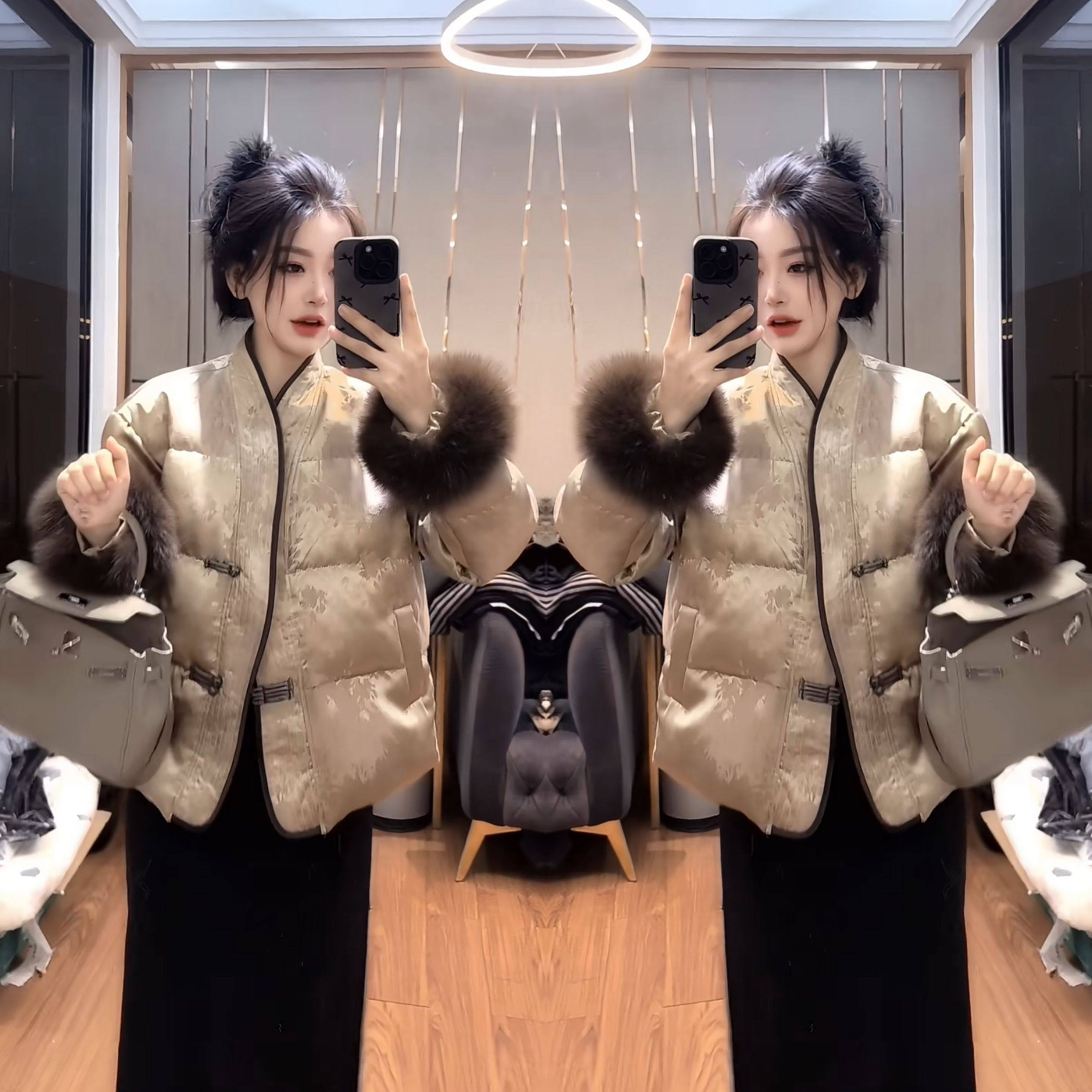 欧洲站网红爆款高级新中式国风洋气毛毛袖短款显瘦提花女士外套潮,女装/女士精品,短外套,淘宝优惠券,粉丝福利购,淘宝优惠卷