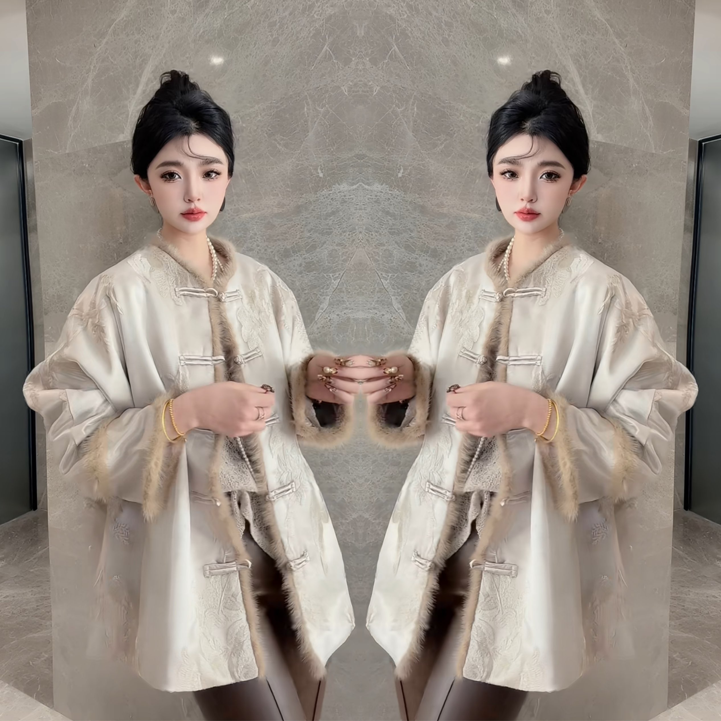 国风洋气盘扣宽松提花女神范外套