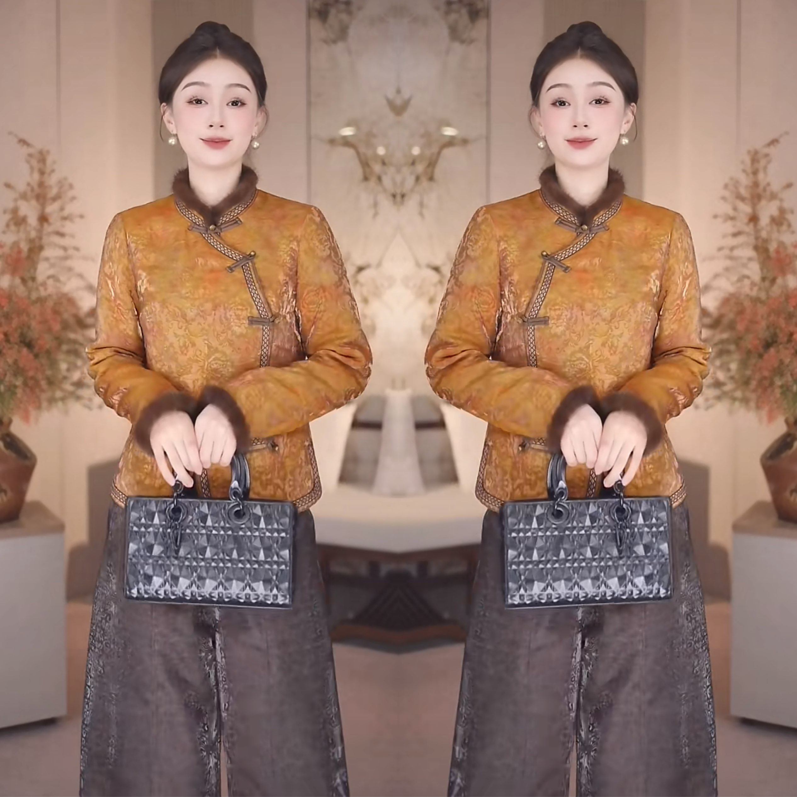 抖音网红爆款新中式复古优雅贵气提花短款长袖外套搭配高腰阔腿裤,女装/女士精品,上衣,淘宝优惠券,粉丝福利购,淘宝优惠卷