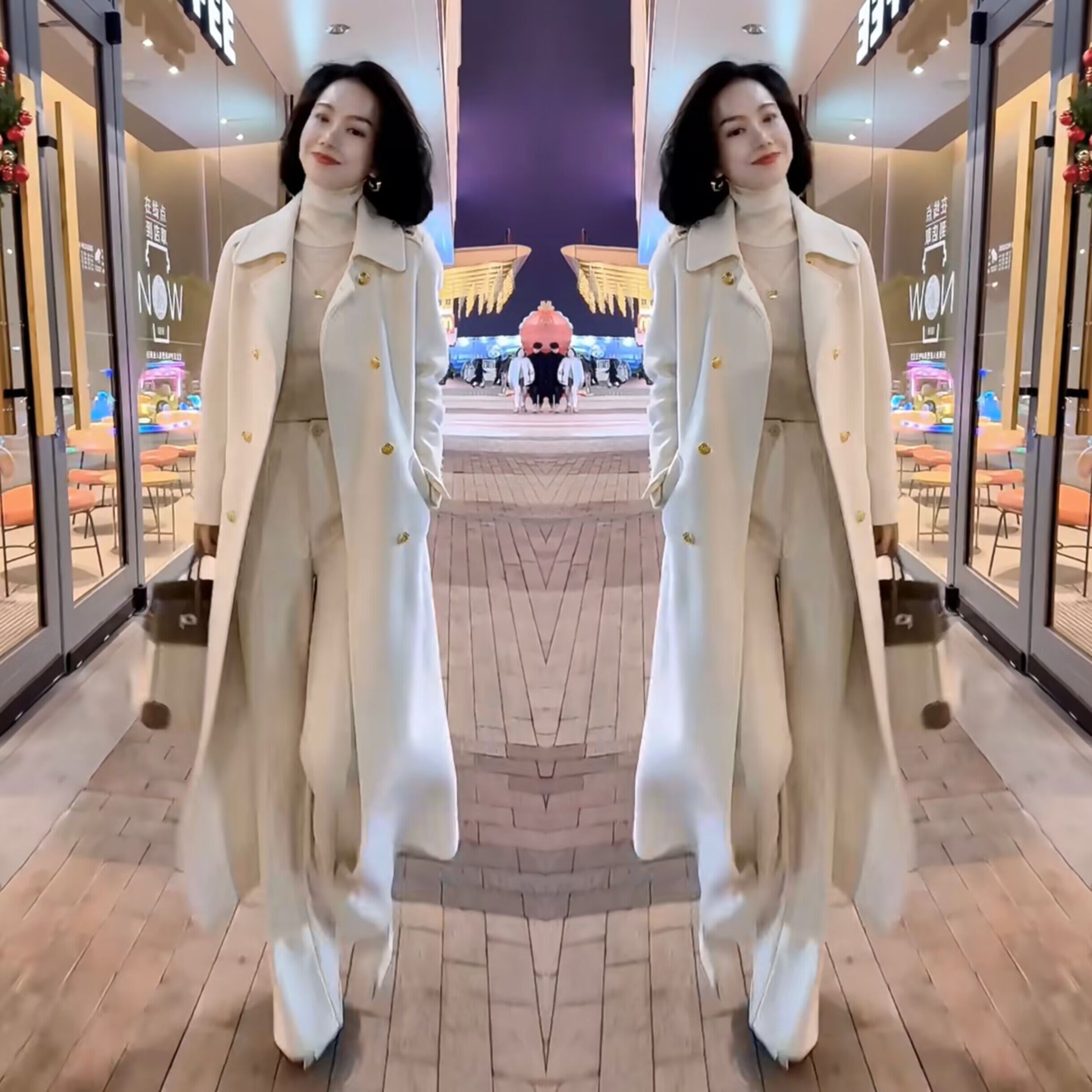 洋气时尚长款过膝外套+裤子