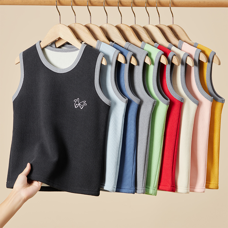 儿童加绒马甲男女童宝宝秋冬奥利绒加厚保暖背心内穿打底内衣坎肩