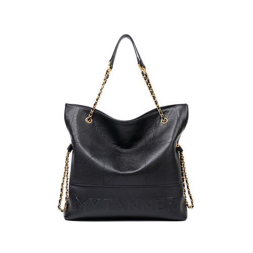 头层牛皮大容量菱格链条通勤女包