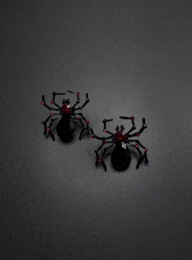 Vintage古著欧美万圣节黑色蜘蛛耳钉个性暗黑夸张气质耳饰女91854