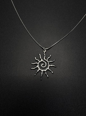 Vintage古著设计感古早风太阳sun吊坠项链