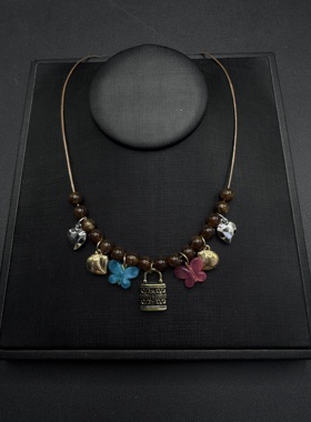 Vintage古着设计感古早风独特小众项链复古项链P80452