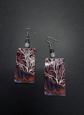 Vintage古着设计感古早风独特小众复古森林耳环P62055