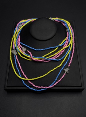 欧美时尚彩色串珠项链女简约百搭锁骨链颈链配饰饰品R31504