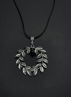 热销新款项链叶子戒指吊坠魅力链项链嘻哈朋克珠宝绳链R30304