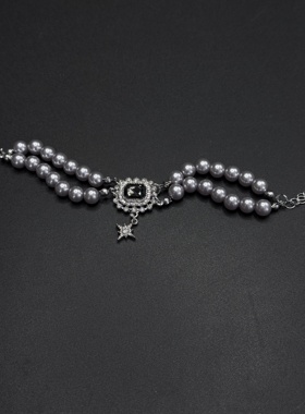 【寻光】银灰色珍珠锆石项链复古宫廷风手链R22202