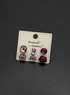 Vintage古著秋冬圣诞节红色苹果高级感日常小巧精致耳环P121560