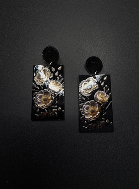 Vintage古着设计感古早风独特小众花朵耳饰P62960