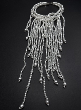 欧美大牌轻奢设计长款流苏巴洛克仿珍珠项链气质百搭颈链aR30205