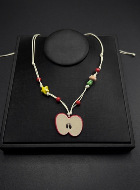 清甜苹果清新多巴胺手工项链小众甜美锁骨显白气质颈链女R90953